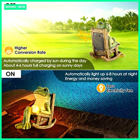 Solar Powered Frog Garden Statue Outdoor Decor Fairy Garden Accessory - Picture 3 of 7